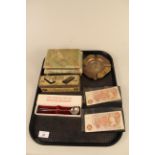 An onyx jewellery box, a boxed hallmarked silver mayonnaise spoon, a 1932 dated copper dish,