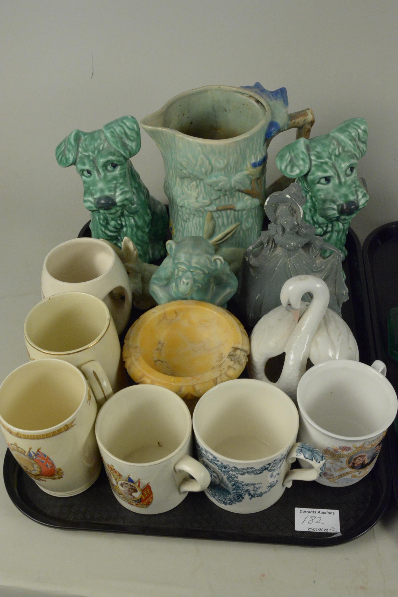 A mixed lot of items including a pair of Sylvac dogs, commemorative mugs, - Image 2 of 3