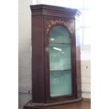 A 19th Century inlaid wall mounted mahogany corner cupboard