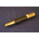 A late 19th Century leather bound three drawer telescope, unsigned,
