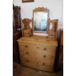 A late Victorian pine dressing chest of drawers