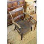 A 19th Century beech and elm carver chair