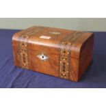 A late 19th Century walnut and marquetry inlaid workbox,