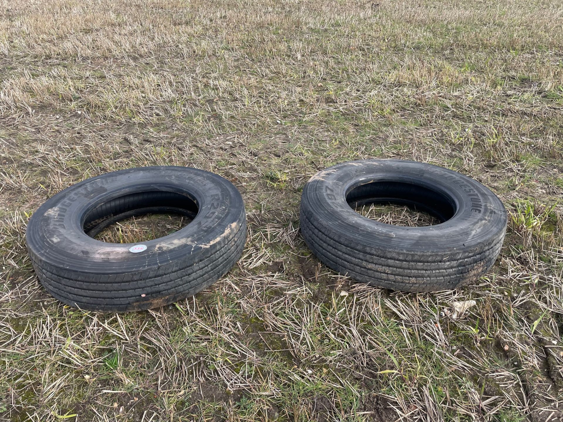 2 Lorry tyres. No VAT on this lot.