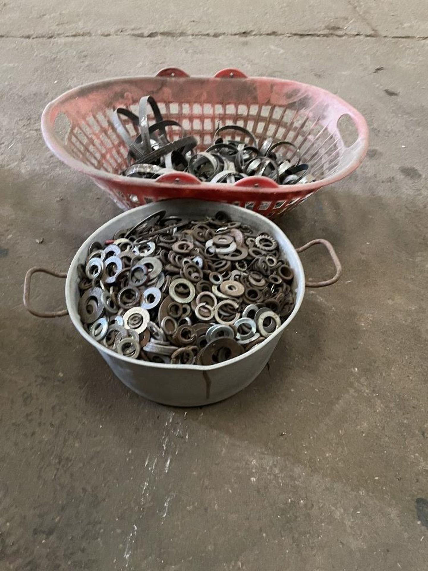 Bucket of Washers and Jubilee Clips