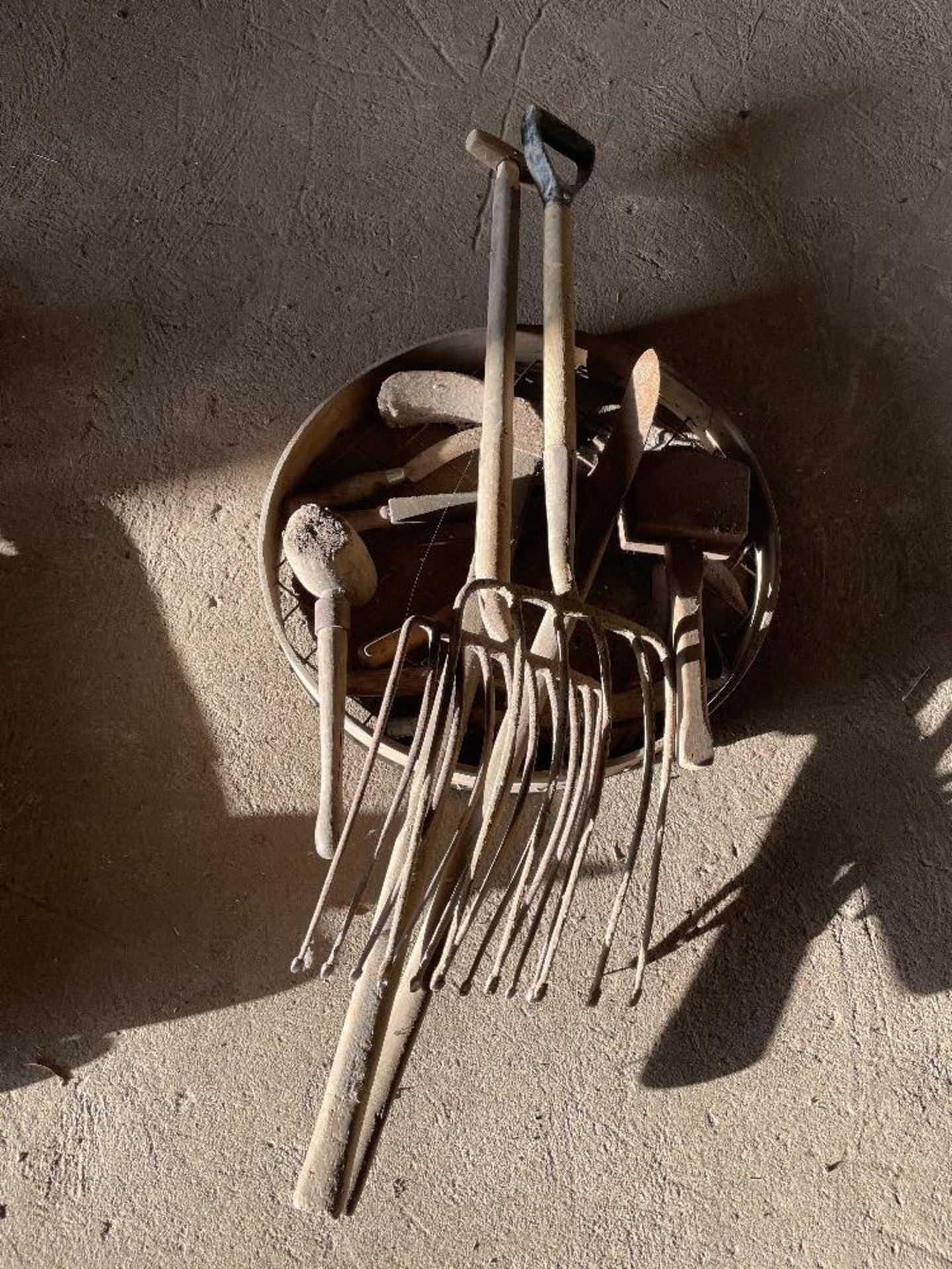 Quantity of Rural Bygone Tools, Shovels, Beet Fork, Pick Axe,