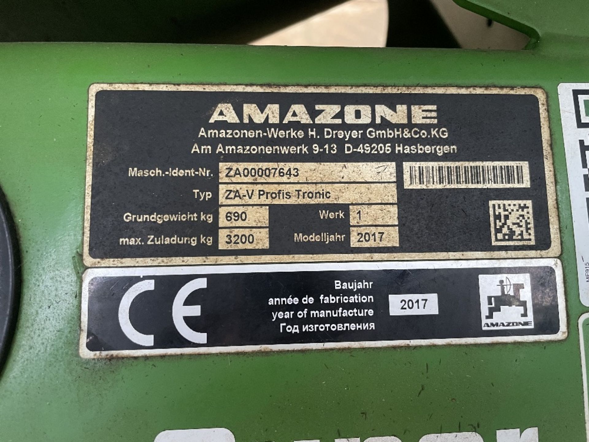 Amazone ZA-V 3200 Profis Tronic Fertiliser Spinner, - Image 11 of 11