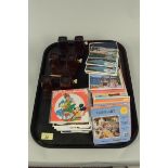 Three early brown Bakelite Sawyers Viewmaster handsets plus a full Viewmaster slide album and a