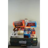 A box of mixed boxed die cast vehicles including Exclusive, Gilbow, Atlas etc,