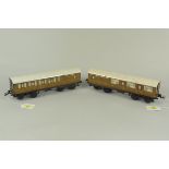 A pair of vintage Hornby LNER through carriages,