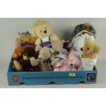 Eight various Teddy bears, four with 'Beccles Bears' labels,