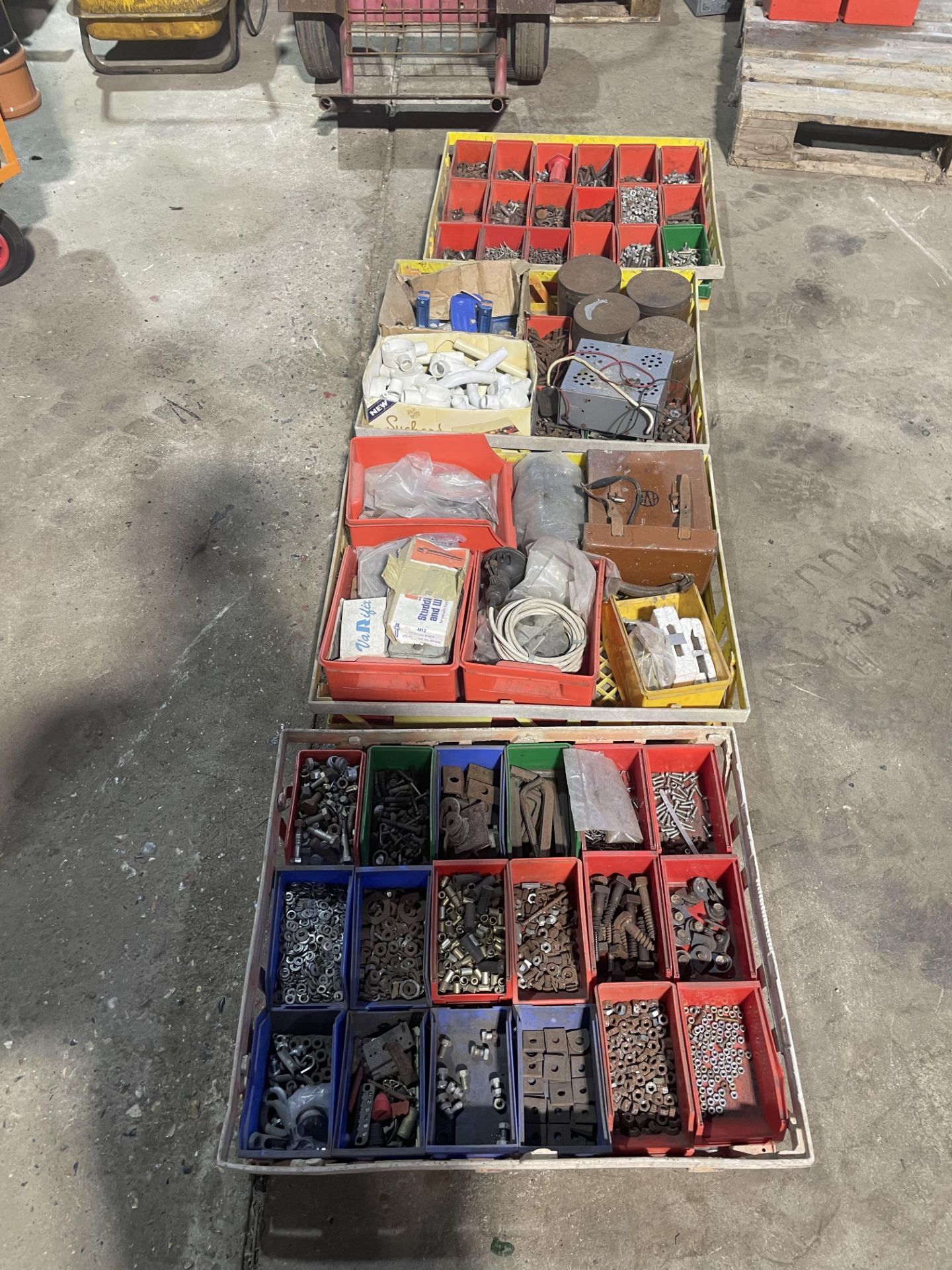 4 x boxes of nuts and bolts, fixings etc. Stored near Rushall, Diss. No VAT on this lot.