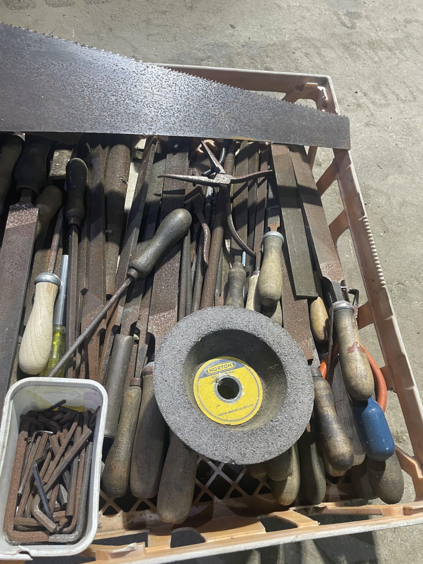 Qty od Files, saws, plyers, hammers and various tools. Stored near Rushall, Diss. - Image 4 of 4