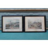 A set of four 19th Century framed hunting prints after Henry Alken plus a pair of continental