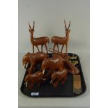 Assorted carved hardwood animal figures,