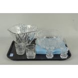 Assorted commemorative glass and cut glass bowls together with a Wedgwood Queen Elizabeth plate