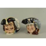 Two Royal Doulton character jugs, 'Long John Silver' D6335 and 'Capt Henry Morgan' D6467,