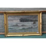 A late 19th Century framed oil on panel 'Fingals Cave', unsigned,
