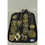 A selection of horse brasses including original straps