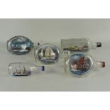 Five various ships in bottles (three in dimple bottles) including Gipsy Moth IV,