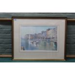 A large frame watercolour of boats and harbour scene, signed John R Pretty, 51.