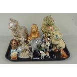 Beswick Beatrix Potter figures of Timmy Willie, rabbit, mice family, Beswick dogs (as found),