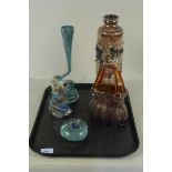 An Iceland lava ceramic vase, a Polish glass vase,