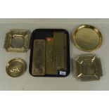 Four various antique brass door plates,