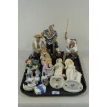 Assorted china figures to include Chinese workers, Regal Clare,
