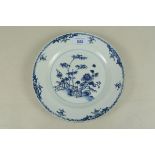 A late 18th Century Chinese export blue and white plate (hairline crack to rim)