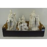 Six assorted late 19th Century Parian figurines on various subjects (all as found)
