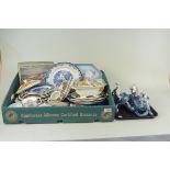A box of assorted china including plates, eight Royal Albert Old Country Roses side plates,