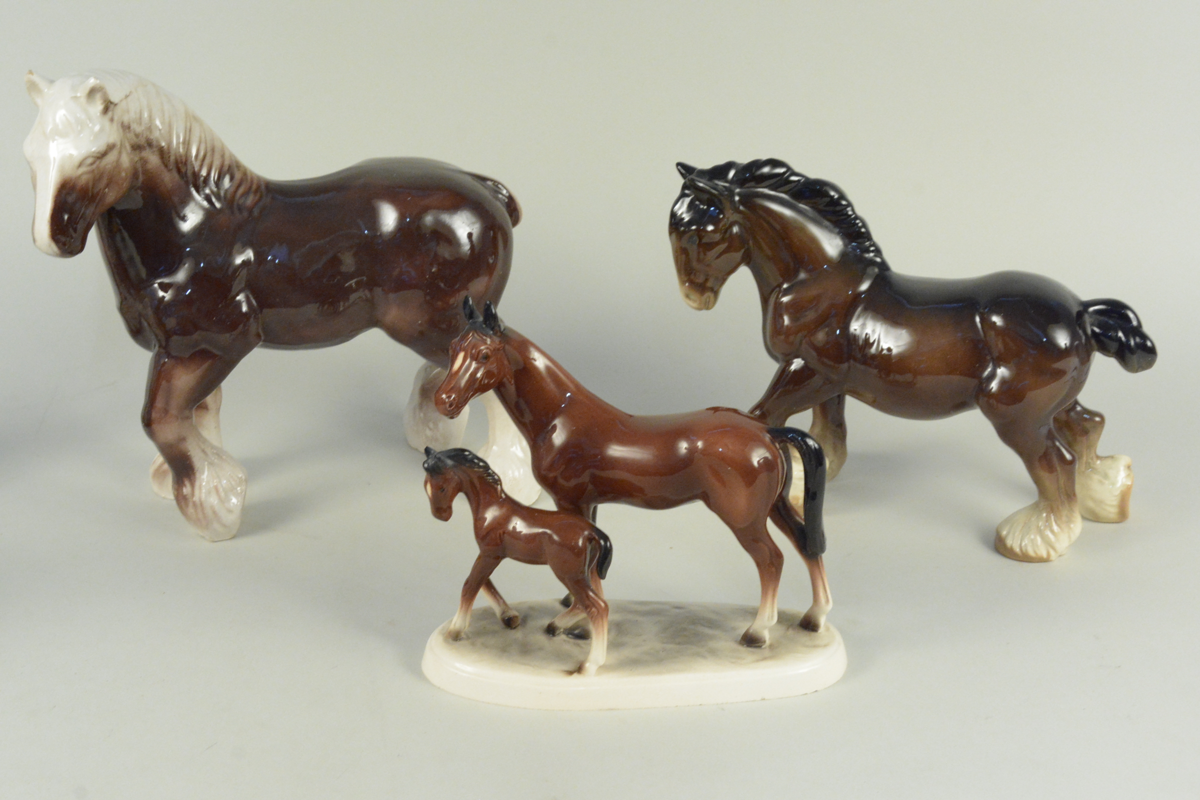 Two ceramic dray horses plus a mare and foal, - Image 3 of 3