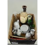 A box including 'Crown Ming Fine China' tea set, Greek vase,