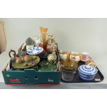 A mixed lot of assorted china and glass including Cornish kitchen ware butter dish,