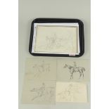 A collection of seventeen late 19th Century preliminary sketches of hunting themes in the manner of