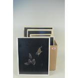 A group of seven framed bird tapestries, each signed G Lister,