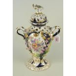 An Imperial Russian Garner Factory circa 1900 porcelain lidded vase with pierced decoration and