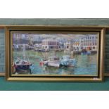 Nancy Bailey (1913-2012), a framed oil on canvas 'The Waterfront Mevagissey', signed 'Nancy Bailey',