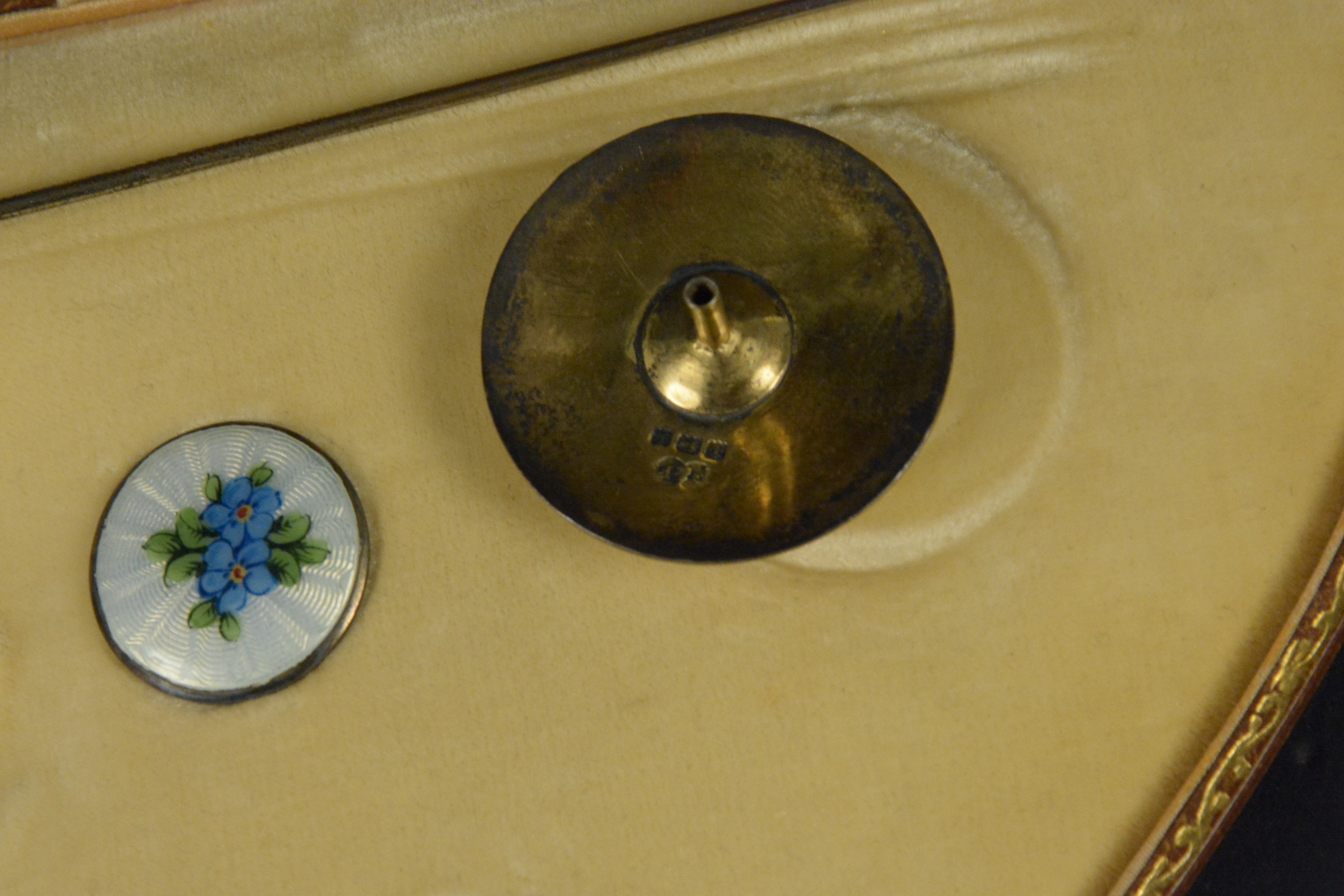 An unusual cased silver buckle, button and hat pins set, - Image 3 of 3
