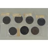 Seven various early 19th Century trade tokens including Birmingham 1812, Andover 1812,