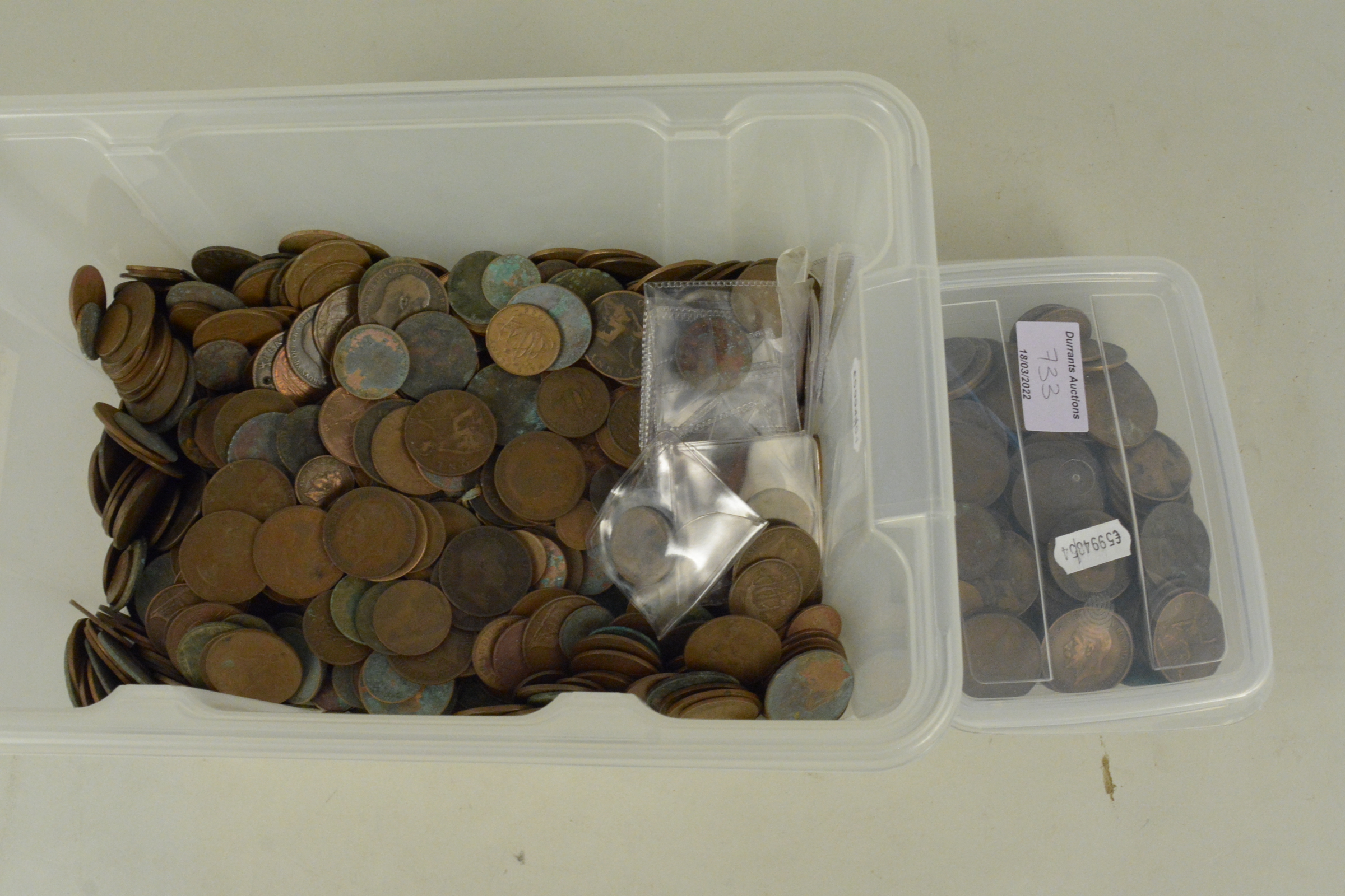 A quantity of 19th and 20th Century UK circulated copper coins including 1D,