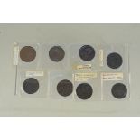 Eight various late 18th Century trade tokens including a 1/2 penny, John Wilkinson 1790,