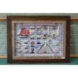 A framed and glazed display of naval knots and splices