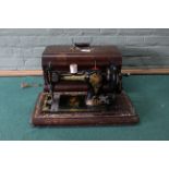 Jones C S Family 1890's manual sewing machine in case