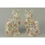 A pair of coloured pottery cats by Pantiles Ltd,