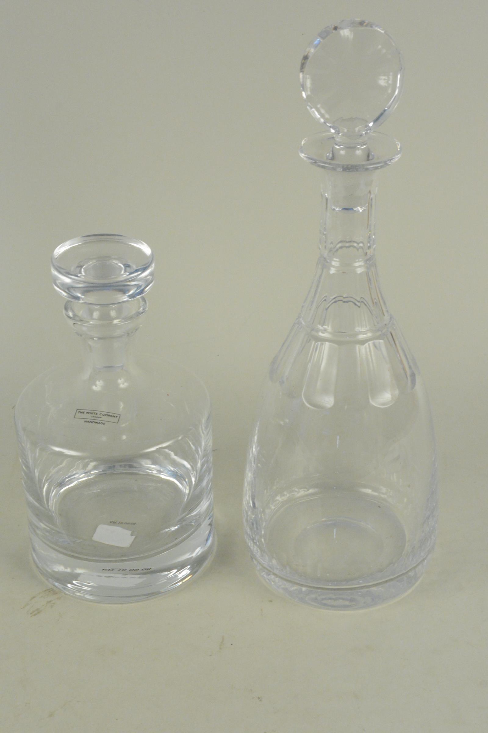 A 'White Company' handmade large decanter plus a William Yeoward Magnum decanter
