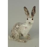 A pottery arctic hare, signed on base 'Winstanley England 9',