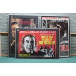 Three large framed horror movie advertising posters (not period) for the films 'Dracula Prince of