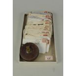 Just over one hundred Victorian penny red stamped envelopes plus a vintage Abbey & Sons tape